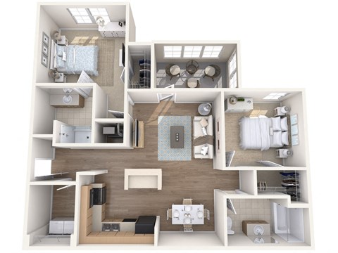 2 Bedroom 2 Bathroom Floor Plan 1146 Square feet