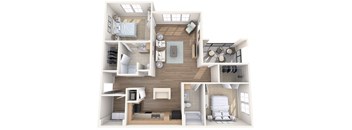 2 Bedroom 2 Bathroom Floor Plan 1153 Square feet