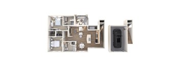 2 Bedroom 2 Bathroom Floor Plan 1057 Square feet