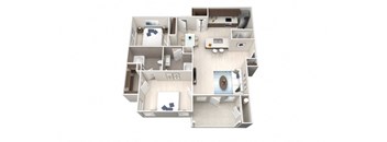 Two Bedroom Two Bathroom Floorplan 1033