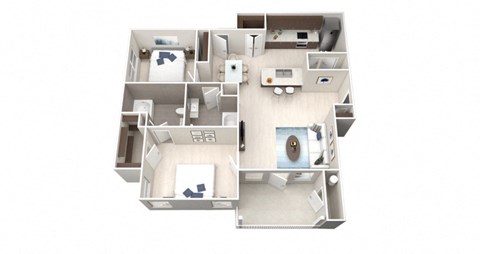 Two Bedroom Two Bathroom Floorplan 1033