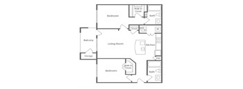 2 bed 2 bathroom floorplan