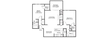 Woodlyn on the Green| B3 Floor Plan at Woodlyn on the Green Apartment Homes, Cary, North Carolina