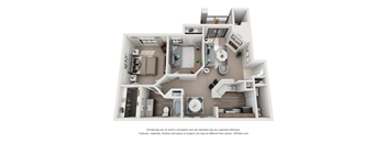 Two Bedroom One Bathroom Floorplan 912