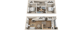 B3 Townhouse Floor Plan 2  bedroom 2 bath
