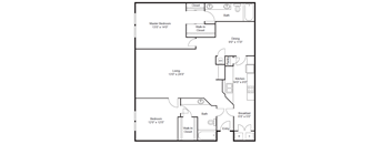 2 bed 2 bathroom floorplan