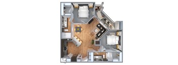 Two Bedroom Two Bathroom Floorplan 1117