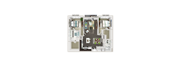 Two bedroom floorplan B3A