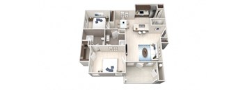 Two Bedroom Two Bathroom Floorplan 1050