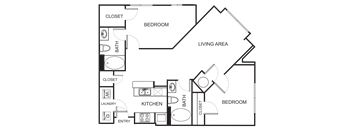 2 Bedroom 2 Bathroom Floor Plan B4