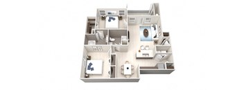 Two Bedroom Two Bathroom Floorplan 1064
