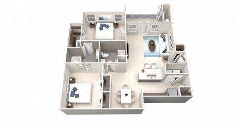 Two Bedroom Two Bathroom Floorplan 1064