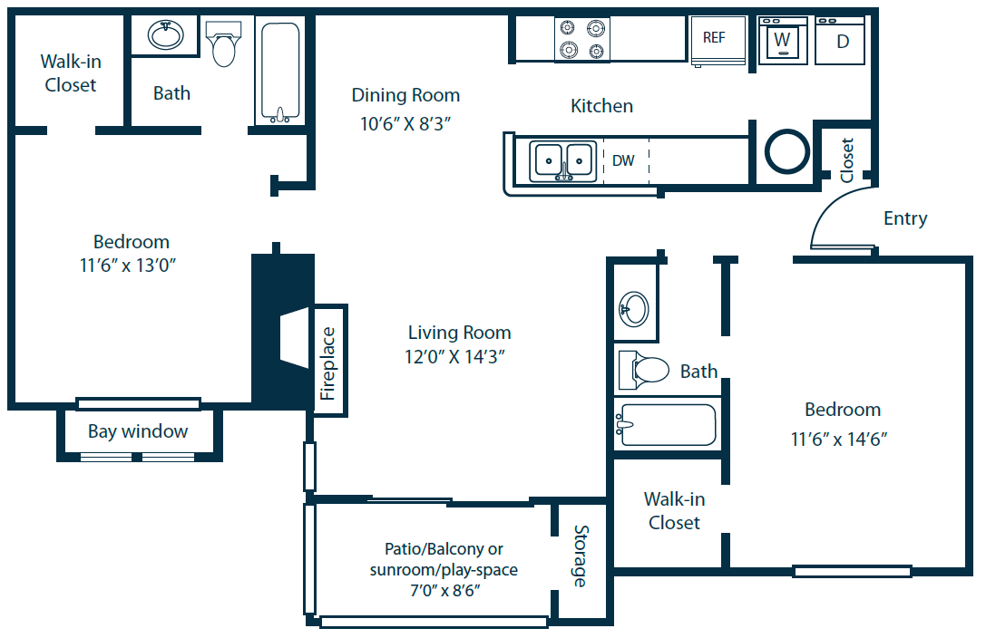 Southpark Commons B5 Floor Plan 2 Bedroom 2 Bath at Southpark Commons Apartment Homes, Charlotte, 28210