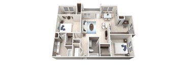 Two Bedroom Two Bathroom Floorplan 1136