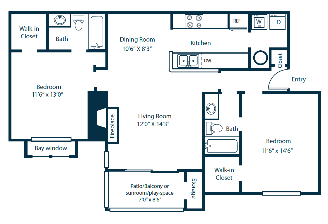 Southpark Commons B6 Floor Plan 2 Bedroom 2 Bath at Southpark Commons Apartment Homes, North Carolina, 28210