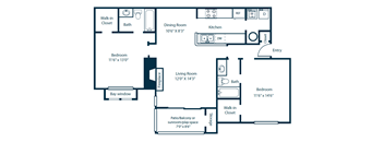 Southpark Commons B6 Floor Plan 2 Bedroom 2 Bath at Southpark Commons Apartment Homes, Charlotte, NC, 28210