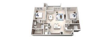 Two Bedroom Two Bathroom Floorplan 1156