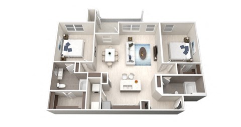 Two Bedroom Two Bathroom Floorplan 1156