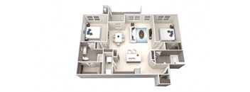 Two Bedroom Two Bathroom Floorplan 1180