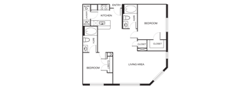 2 Bedroom 2 Bathroom Floor Plan B9