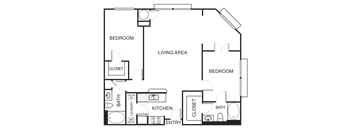 2 Bedroom 2 Bathroom Floor Plan B9A