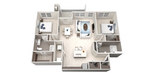 Two Bedroom Two Bathroom Floorplan 1233