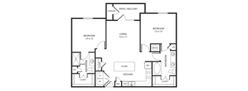 Two Bedroom Two Bathroom Floorplan 1105