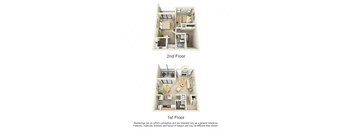 A diagram shows two different layouts for the first and second floors of an apartment.