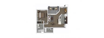 Floor plan design with 1 Bedroom and 1 Bathroom