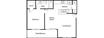 Birch one bedroom floorplan