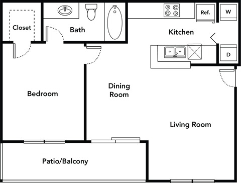 Birch one bedroom floorplan