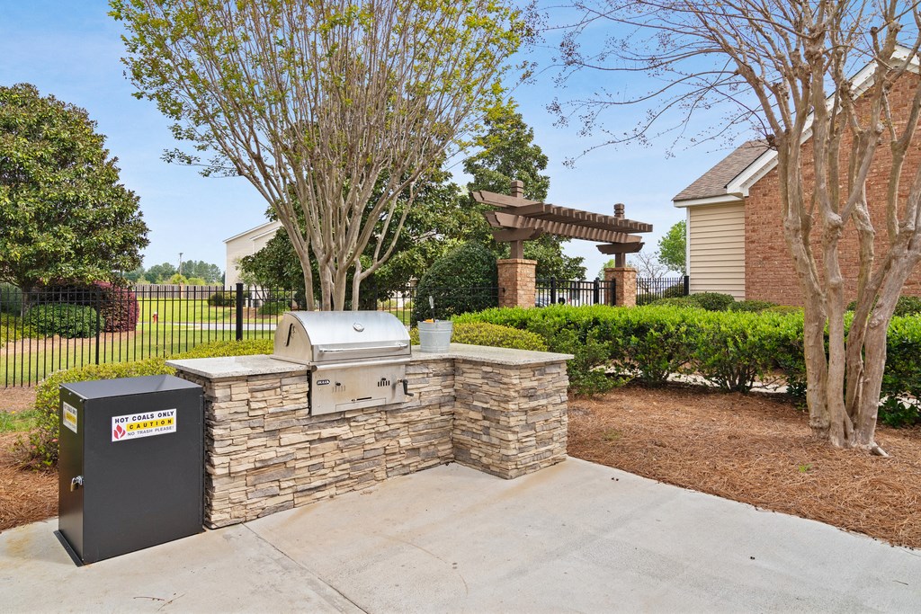 gas grill out in courtyard