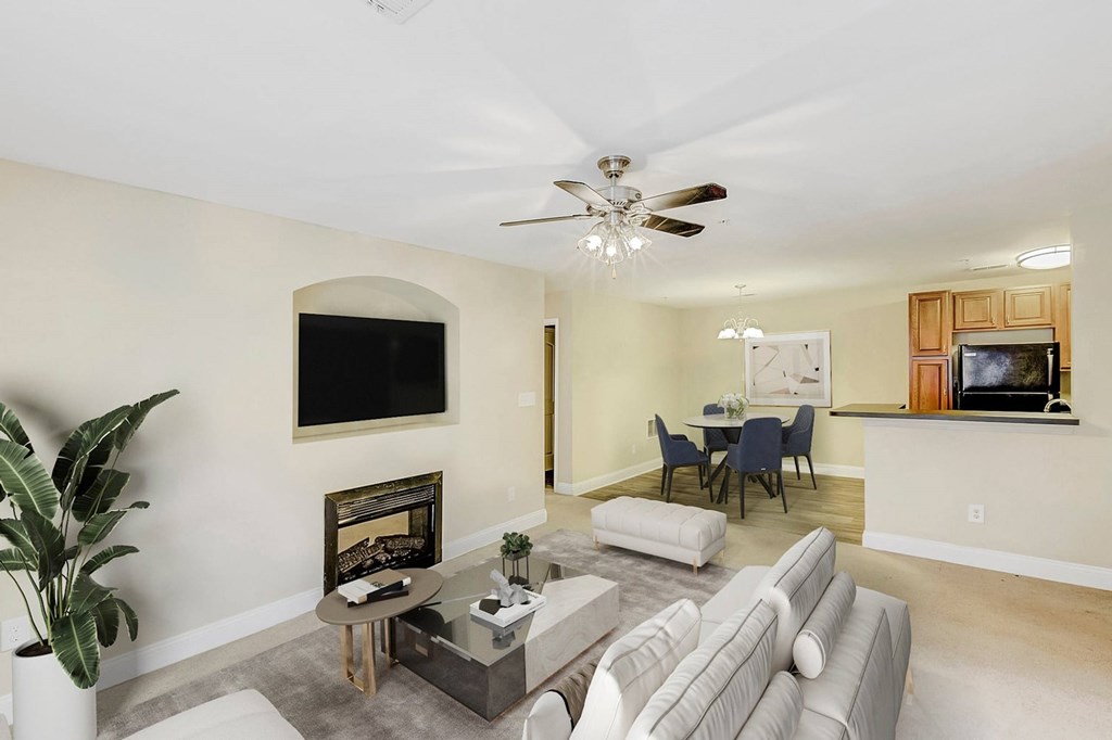 Living And Kitchen View at Brandemere Apartment Homes, Winston Salem, North Carolina