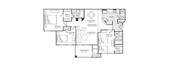 3 bedroom Floorplan black and white