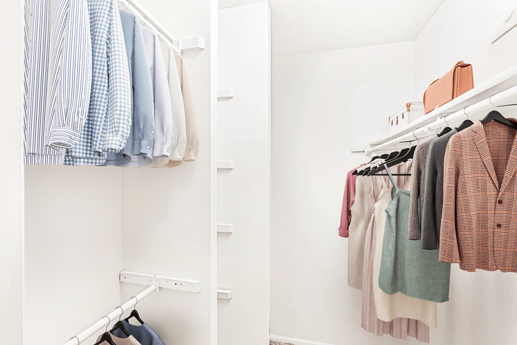 Walk-In Closets With Built-In Shelving at Bridges at Mallard Creek Apartment Homes, Charlotte, NC, 28269