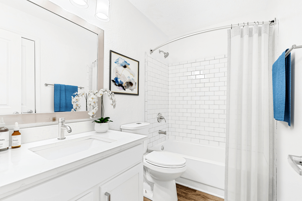 White Bathroom at Bridges at Mallard Creek Apartment Homes, Charlotte, NC