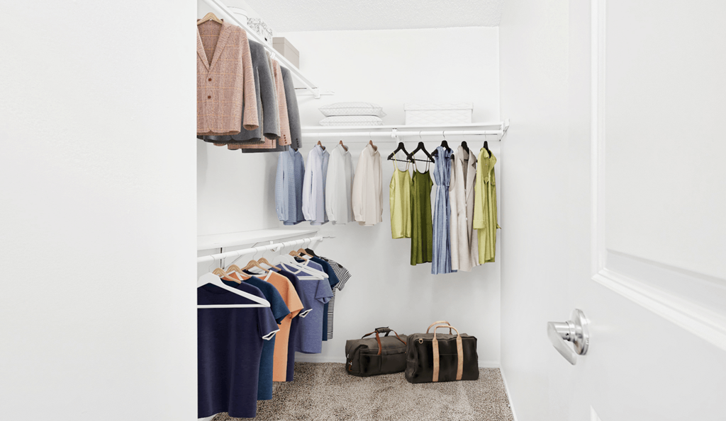 Built-In Shelving In Closet at Bridges at Mallard Creek Apartment Homes, Charlotte, NC