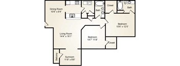 Brighton Sunroom 2b2b floor plan