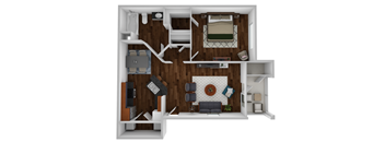 Floor plan 1 bed 1 bath B at Ethan Pointe Apartments, North Carolina