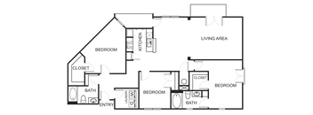 3 Bedroom 2 Bathroom Floor Plan C