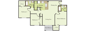Three Bedroom Two Bathroom Floor Plan