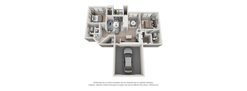 Two Bedroom Two Bathroom Floorplan 1096
