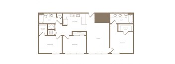 C1  3 Bed 2 Bath Floor Plan