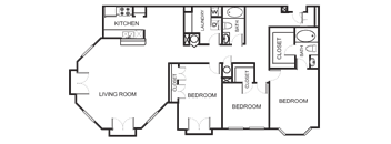 3 Bedroom 2 Bathroom Floor Plan C1