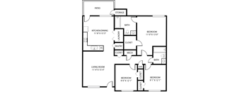 Three bedroom floorplan