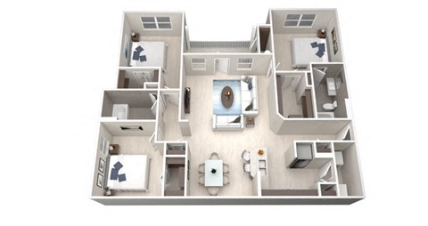 Three Bedroom Two Bathroom Floor Plan 1375