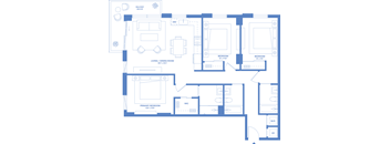 three bedroom two bathroom floorplan