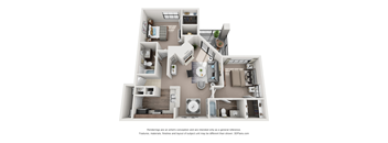 Two Bedroom Two Bathroom Floorplan 1069