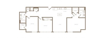 C2 3 Bed 2 Bath Floor Plan