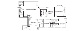 3 Bedroom 2 Bathroom and study Floor Plan C2